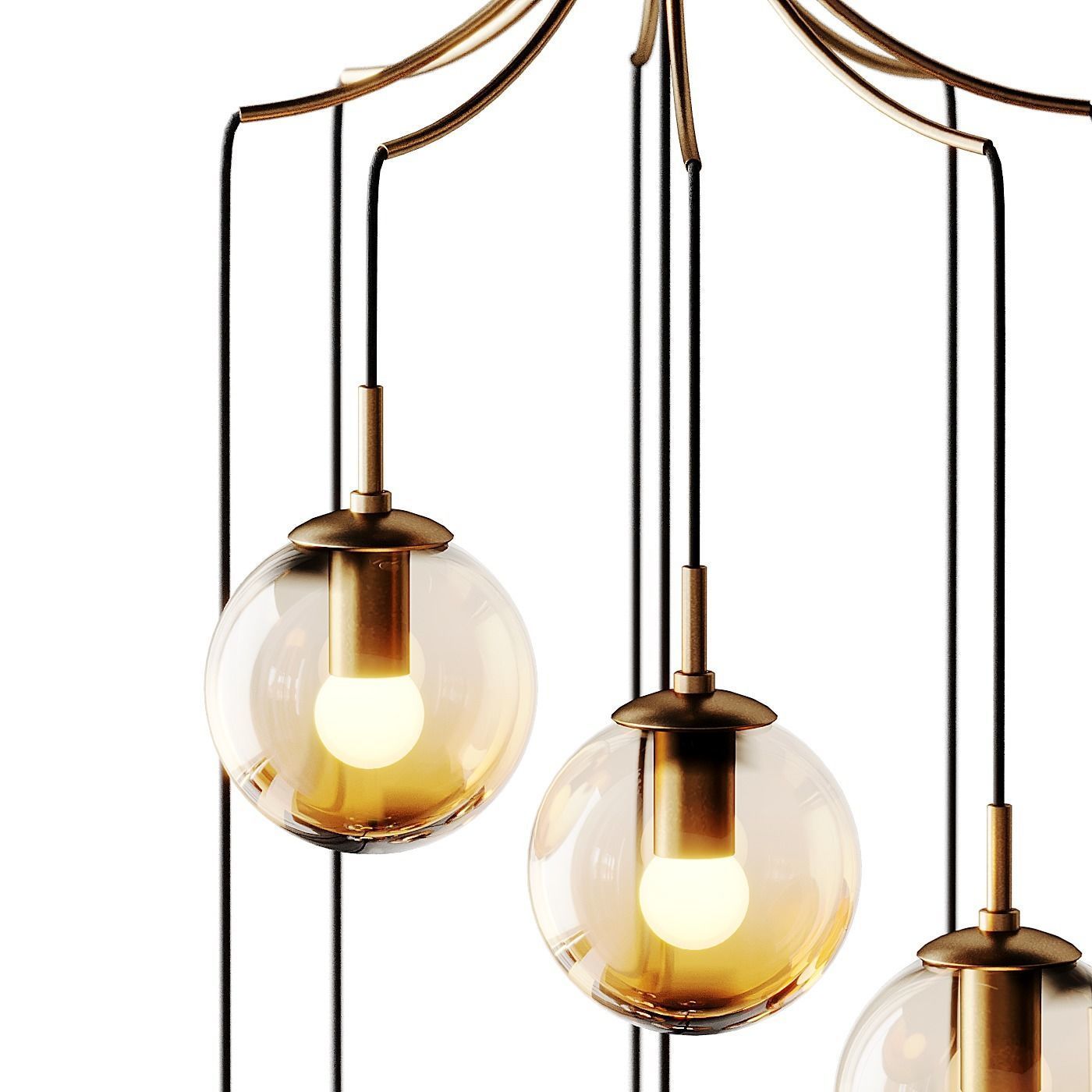 Postmodern Cognac Glass Ball Pendant Lighting 3D model_4