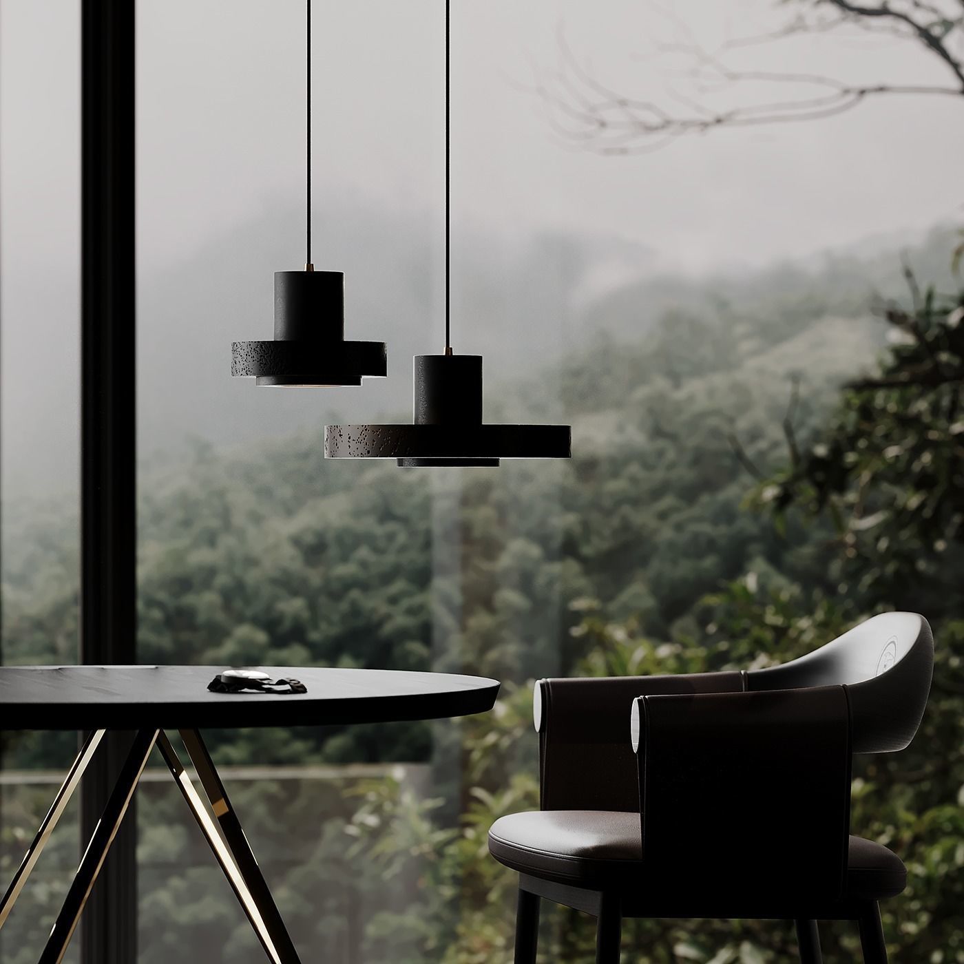 Terrazzo Flat Round Ceiling Lighting 3D model_3