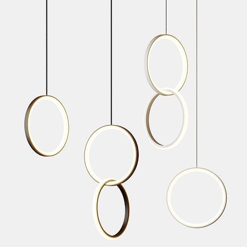 Black and White Simple Bedside Circle Pendant 3D model
