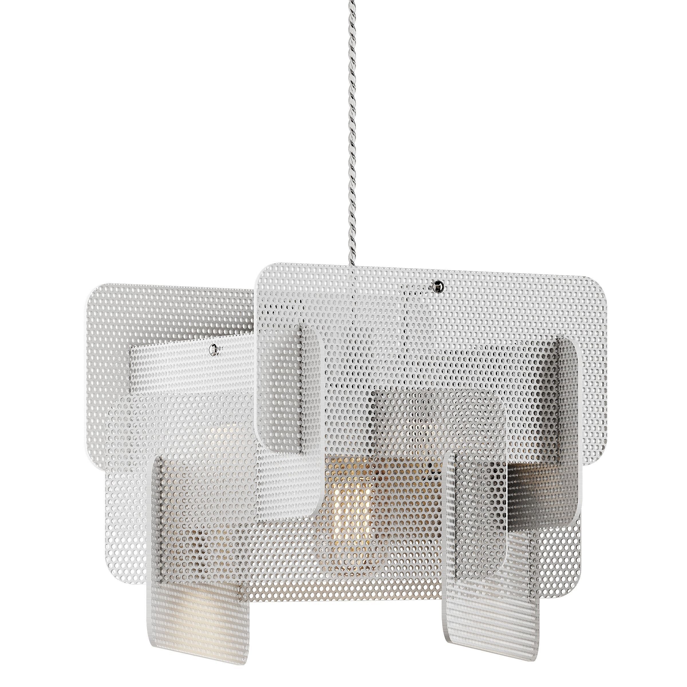 Steel Spliced Mesh Screen Drop Pendant 3D model_4