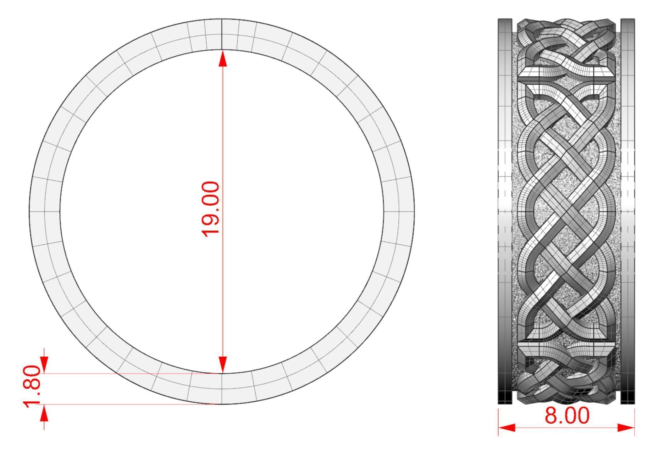 Celtic pattern ring 3D print model_7