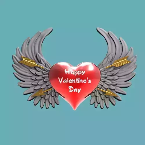 Heart with wings Happy Valentines Day