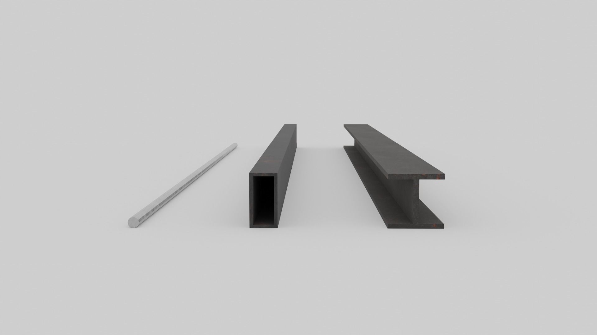 steel beam and bar 3D model_1