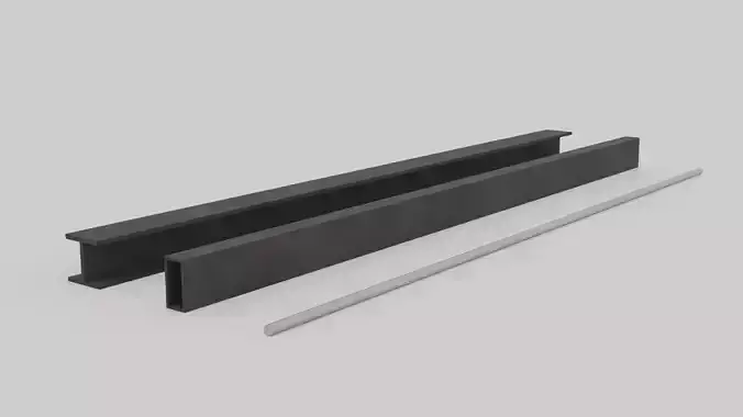 steel beam and bar 3D model