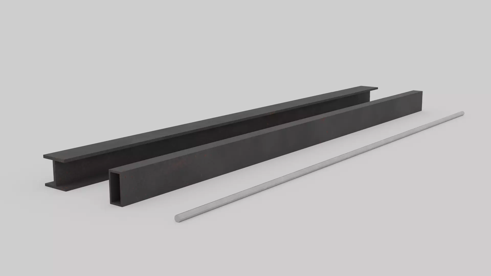 steel beam and bar 3D model_0