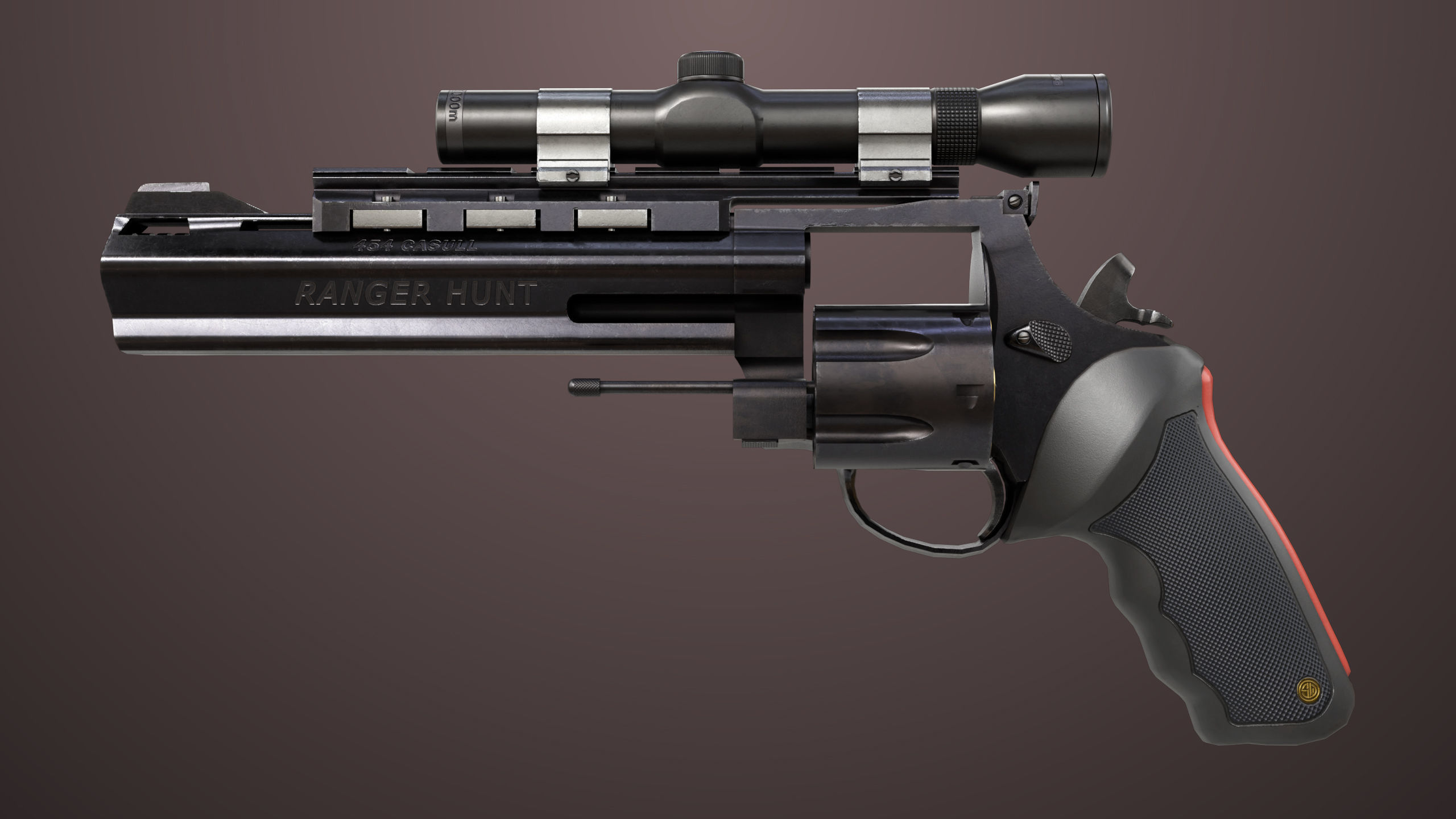 Revolver 04 Black Model Taurus Raging All PBR Unity UE Textures Low-poly 3D model_24