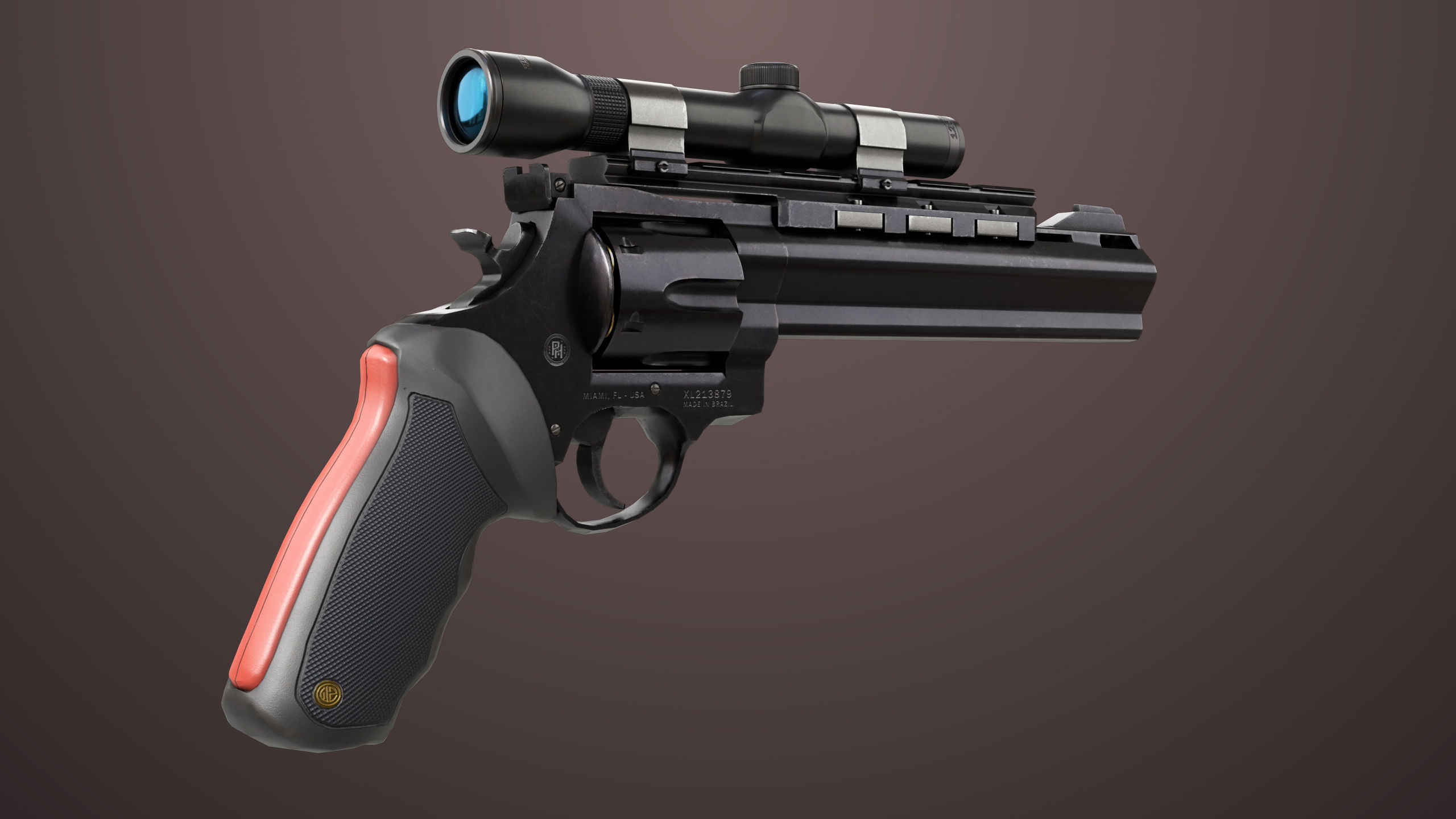 Revolver 04 Black Model Taurus Raging All PBR Unity UE Textures Low-poly 3D model_6