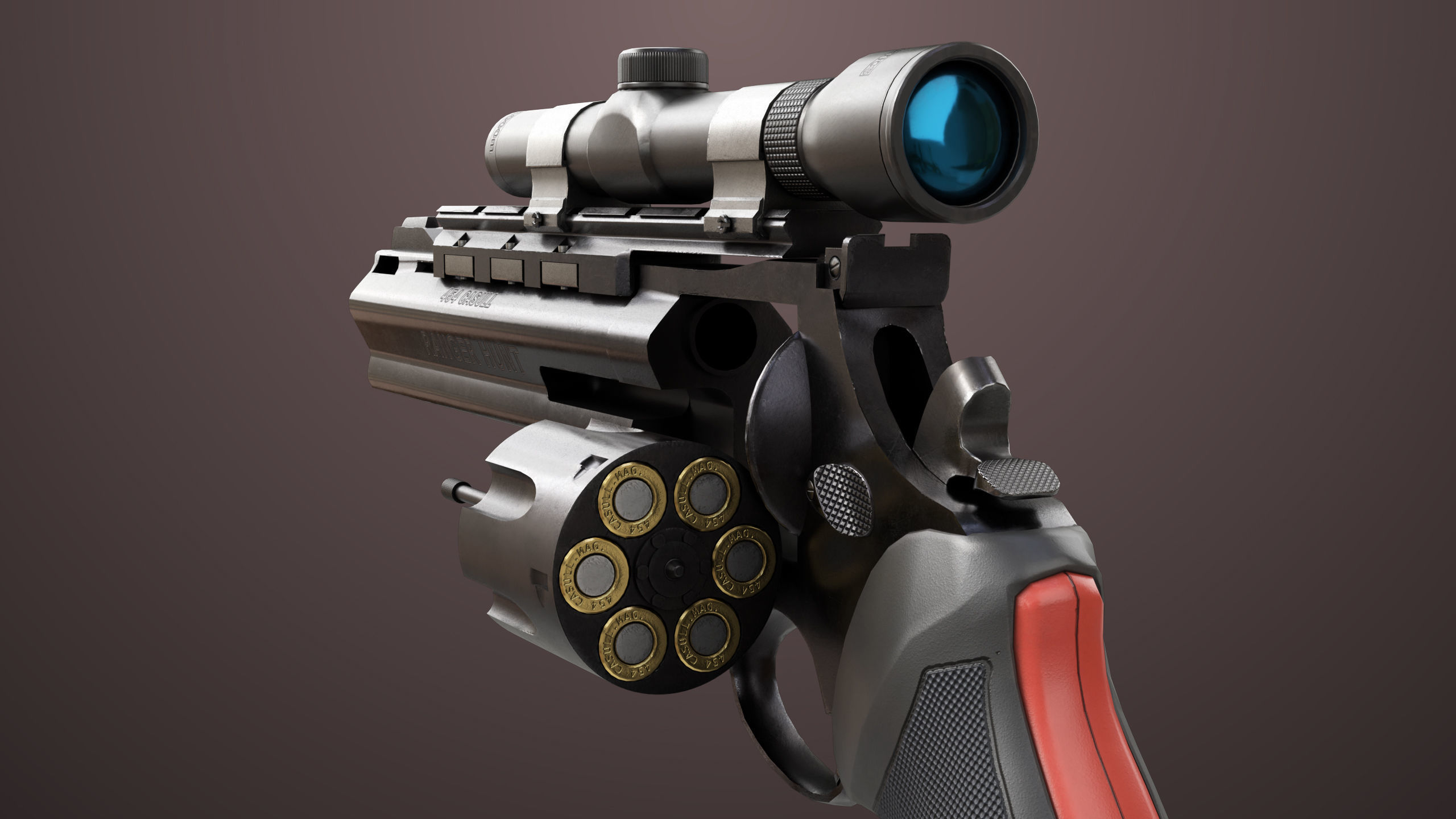 Revolver 04 Black Model Taurus Raging All PBR Unity UE Textures Low-poly 3D model_5