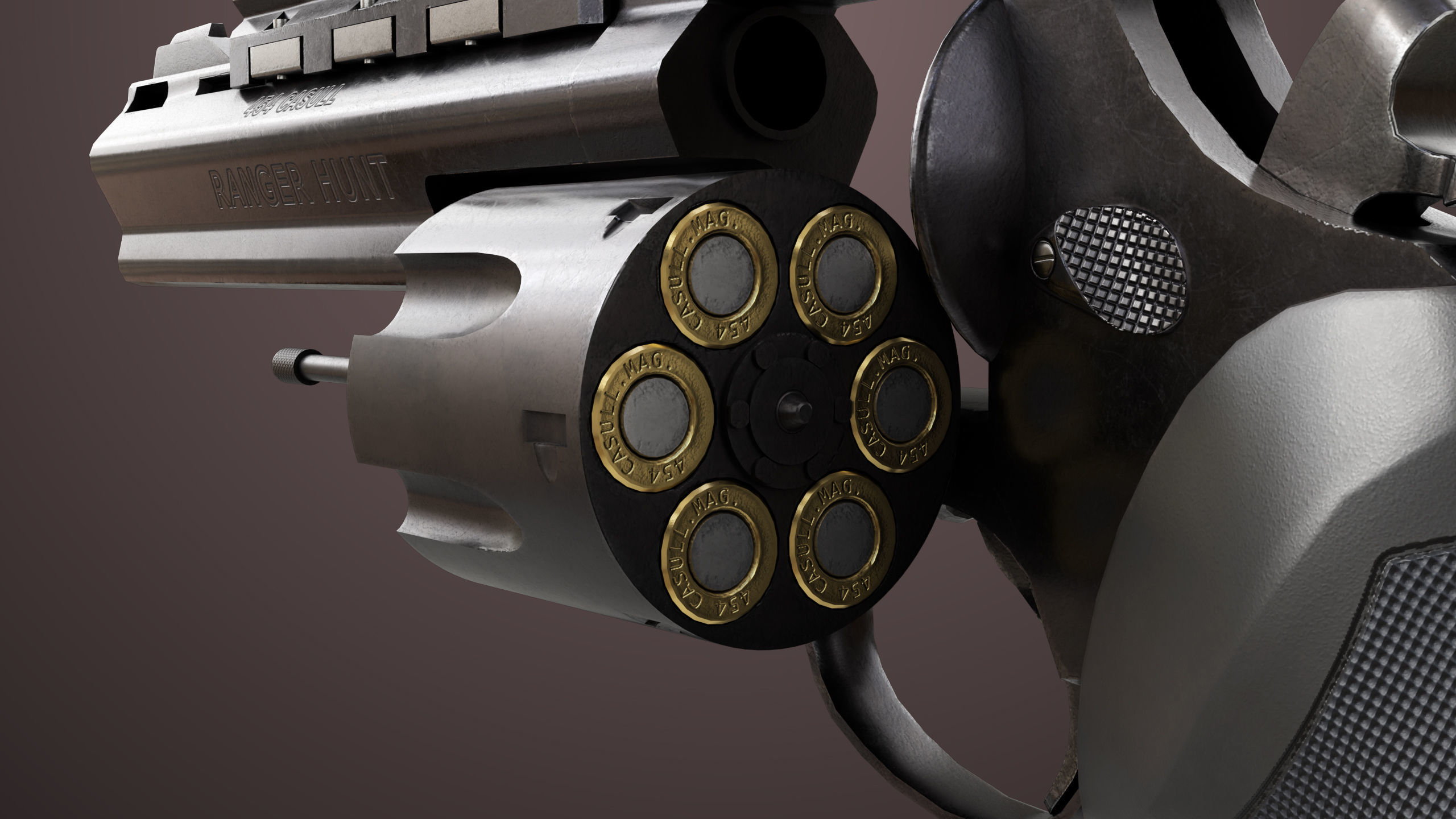 Revolver 04 Black Model Taurus Raging All PBR Unity UE Textures Low-poly 3D model_19
