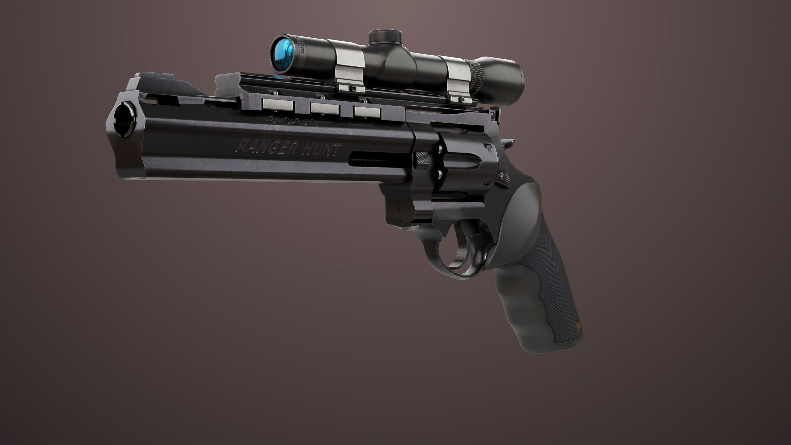 Revolver 04 Black Model Taurus Raging All PBR Unity UE Textures Low-poly 3D model_2