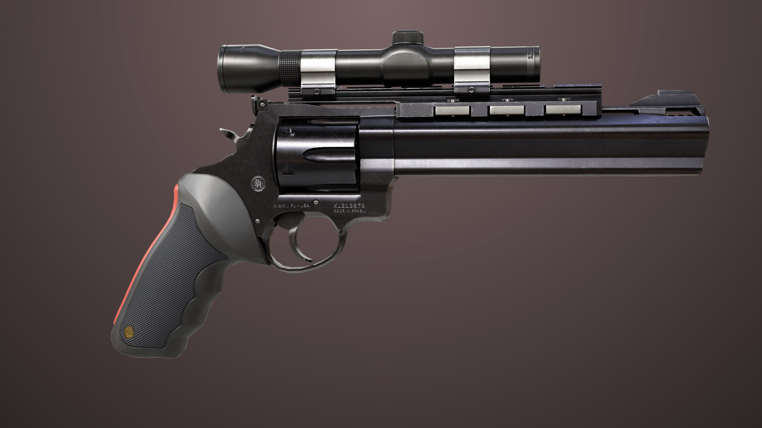 Revolver 04 Black Model Taurus Raging All PBR Unity UE Textures Low-poly 3D model_4