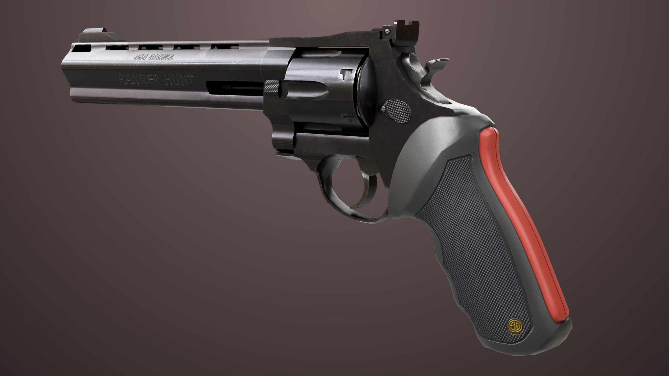 Revolver 04 Black Model Taurus Raging All PBR Unity UE Textures Low-poly 3D model_8