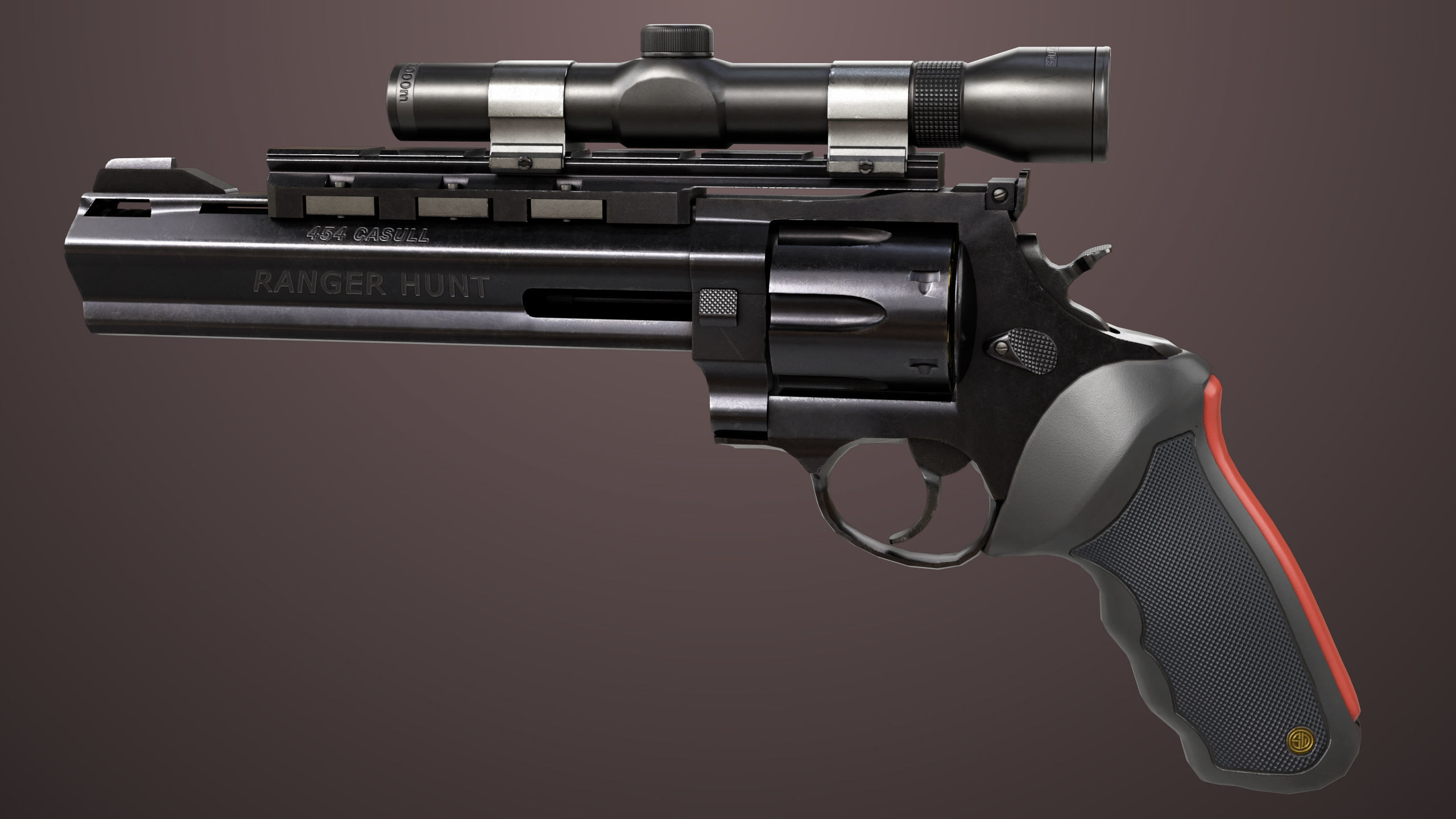 Revolver 04 Black Model Taurus Raging All PBR Unity UE Textures Low-poly 3D model_13