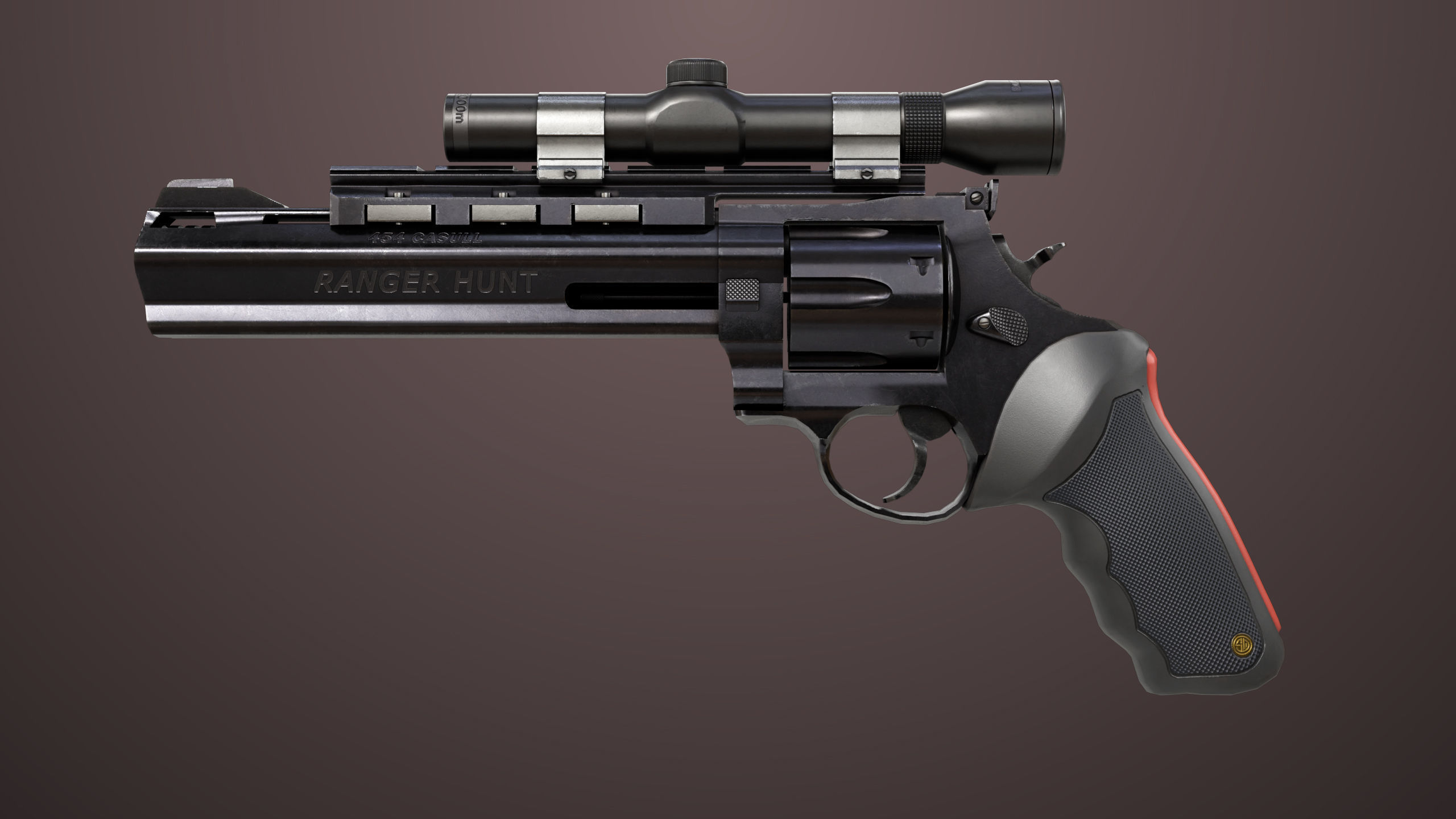 Revolver 04 Black Model Taurus Raging All PBR Unity UE Textures Low-poly 3D model_1