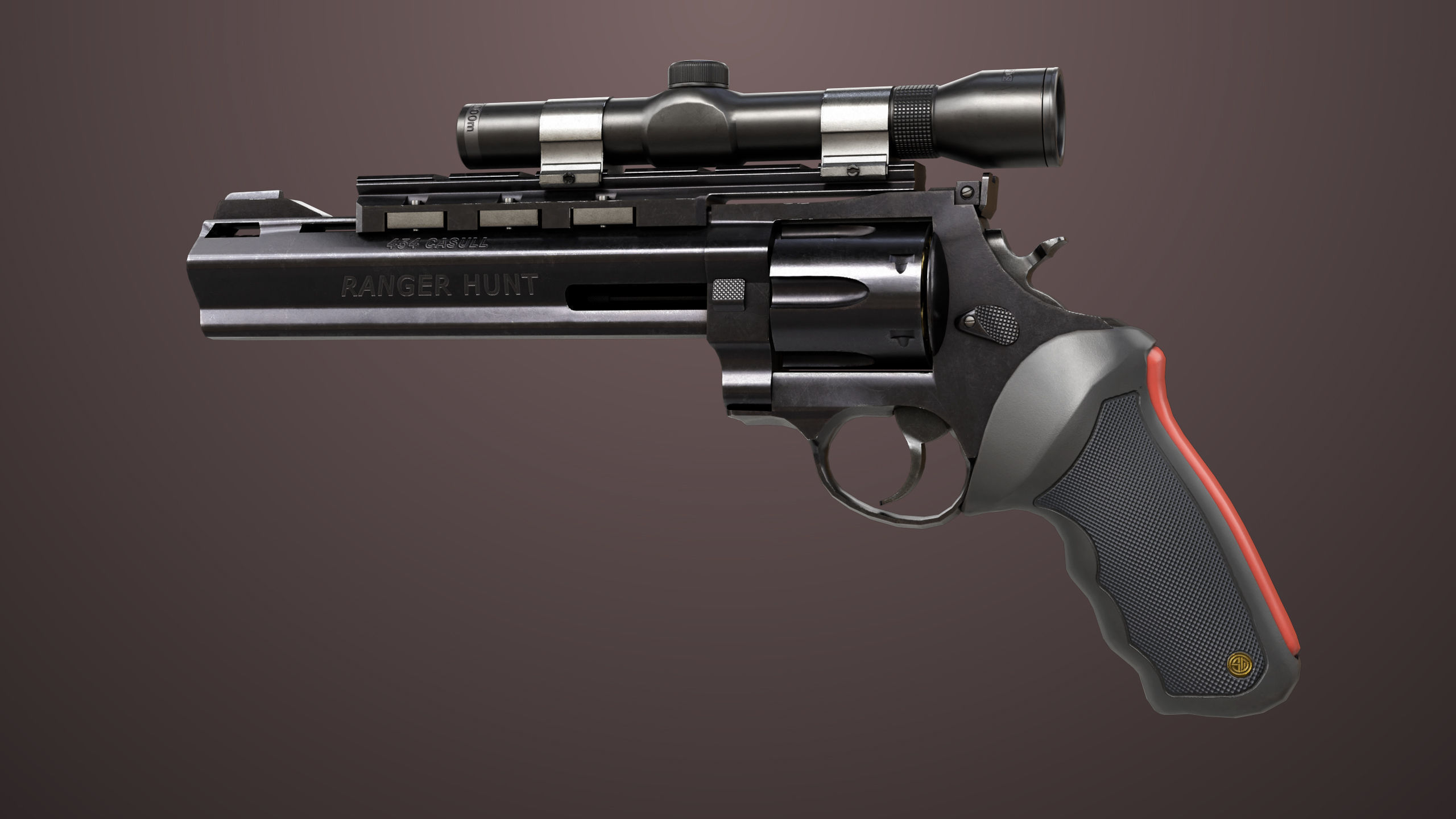 Revolver 04 Black Model Taurus Raging All PBR Unity UE Textures Low-poly 3D model_12