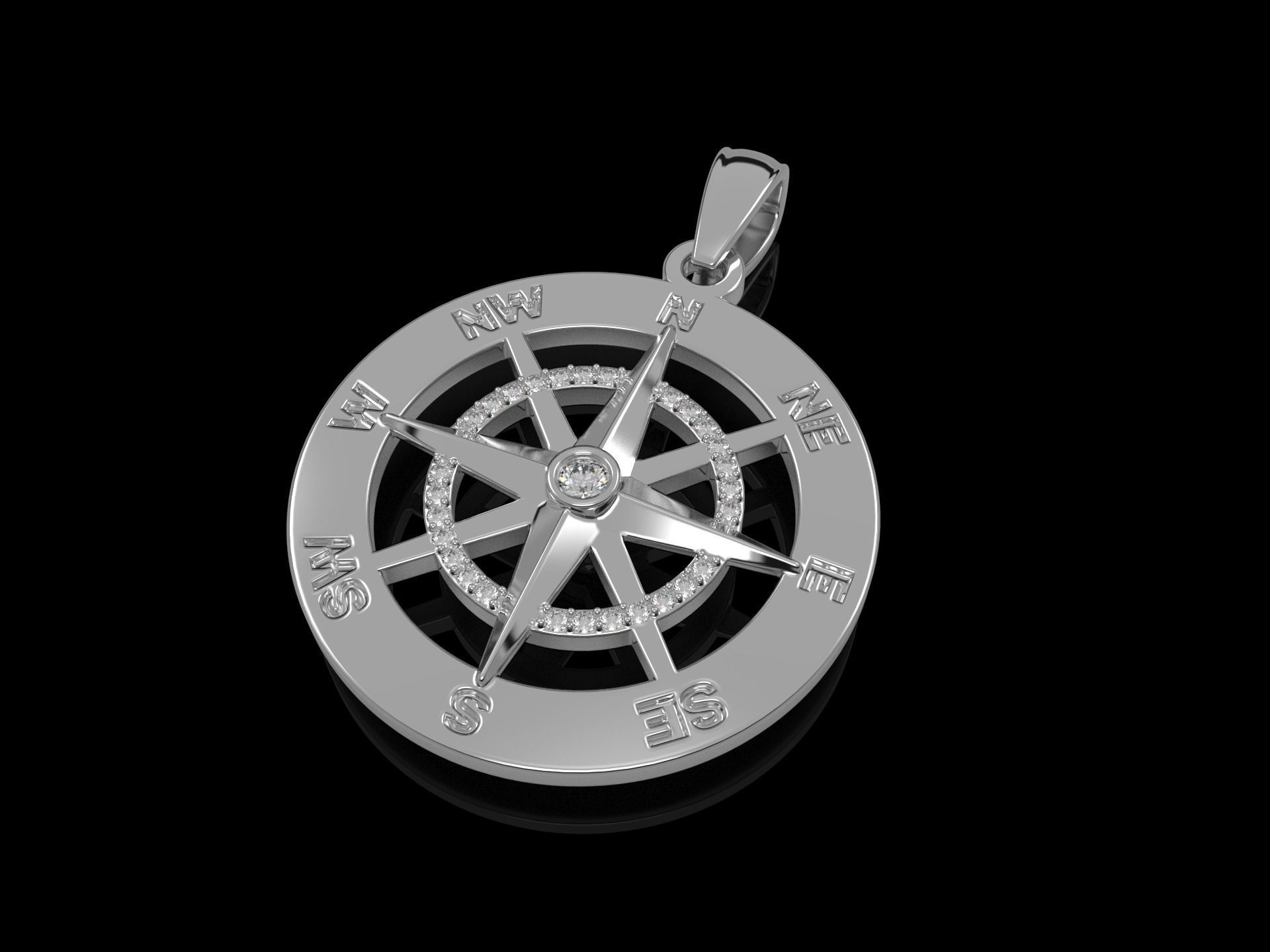 Nautical Compass  Pendant  3D print model_20