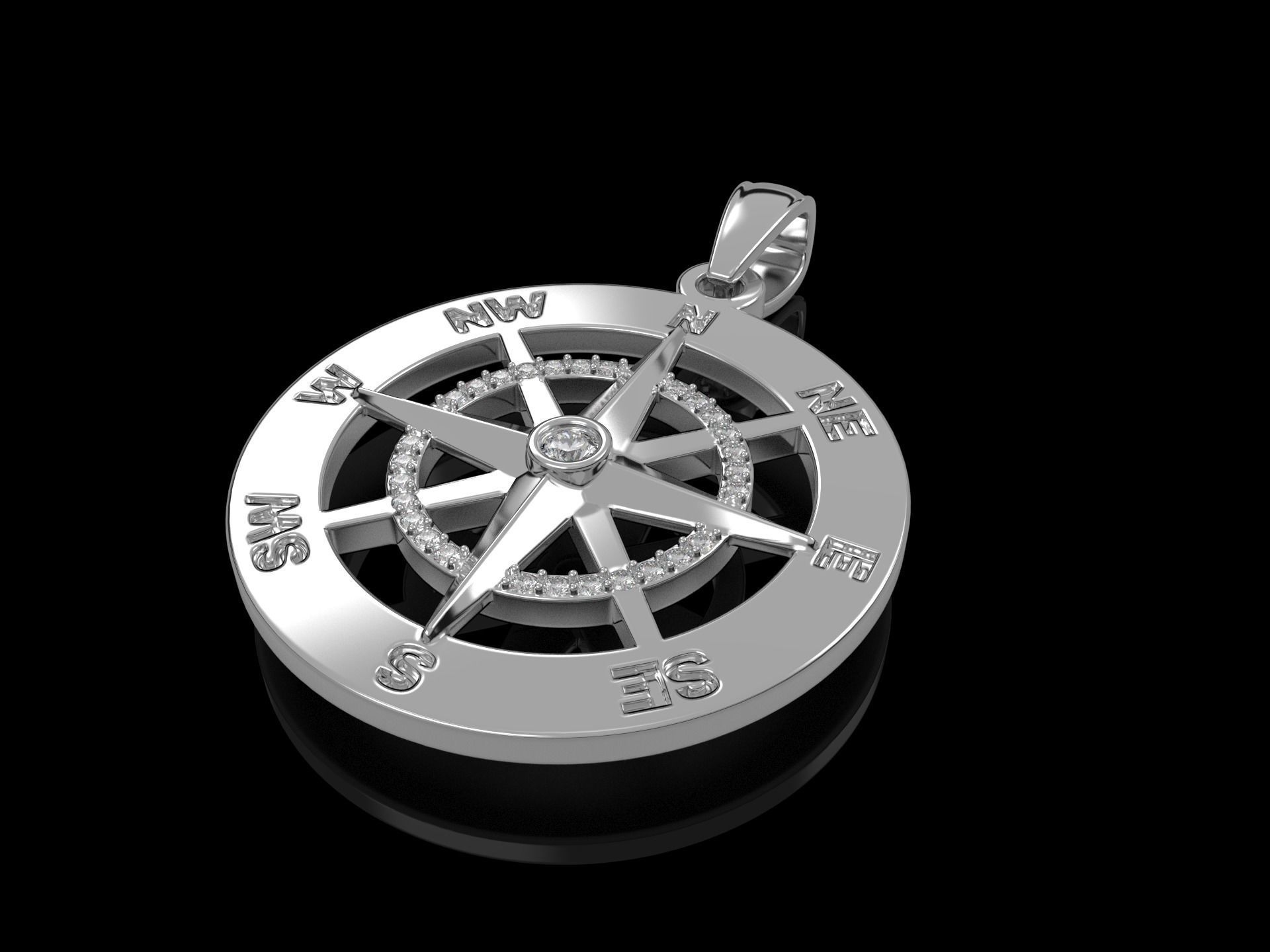 Nautical Compass  Pendant  3D print model_8