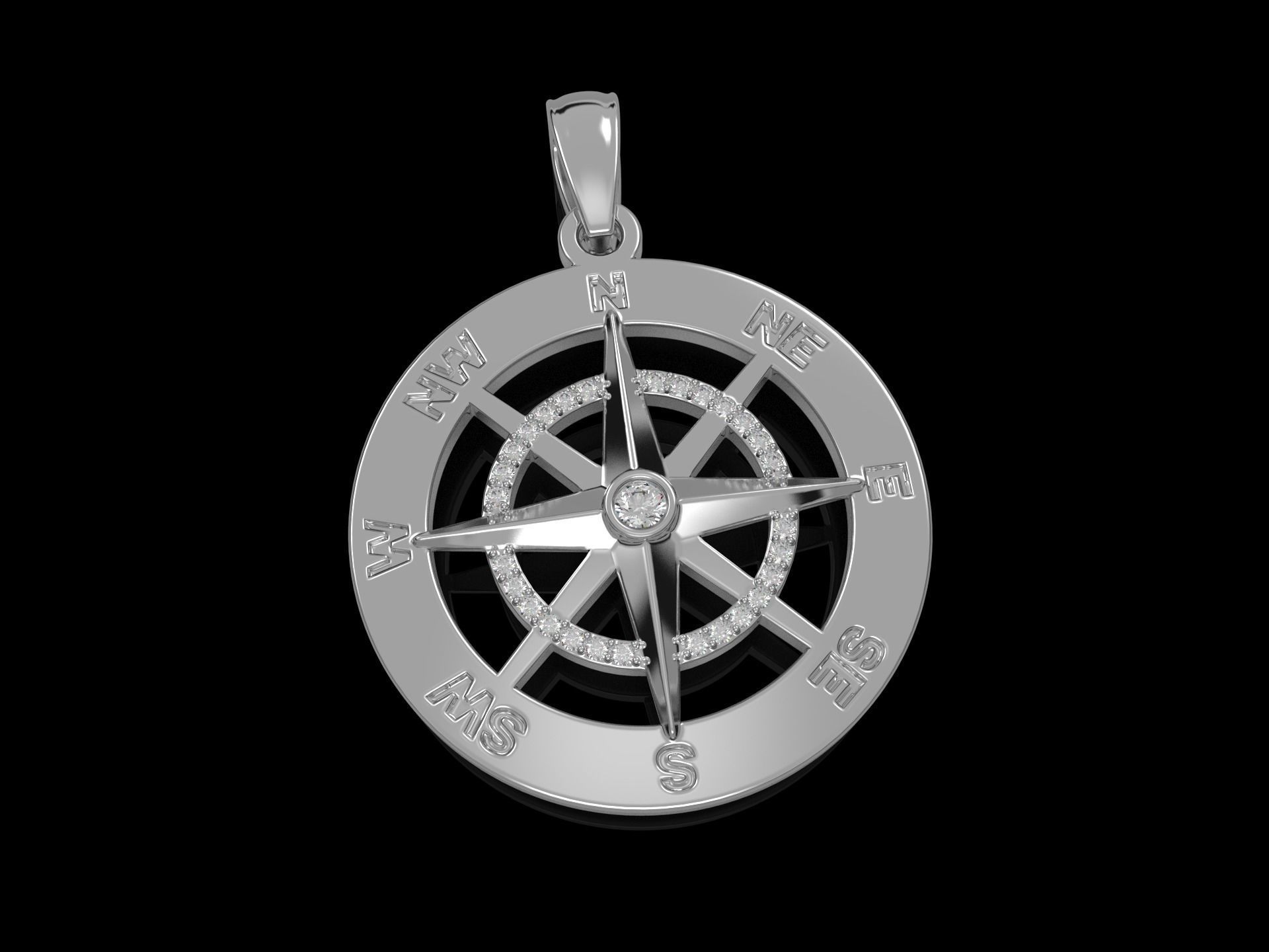 Nautical Compass  Pendant  3D print model_17
