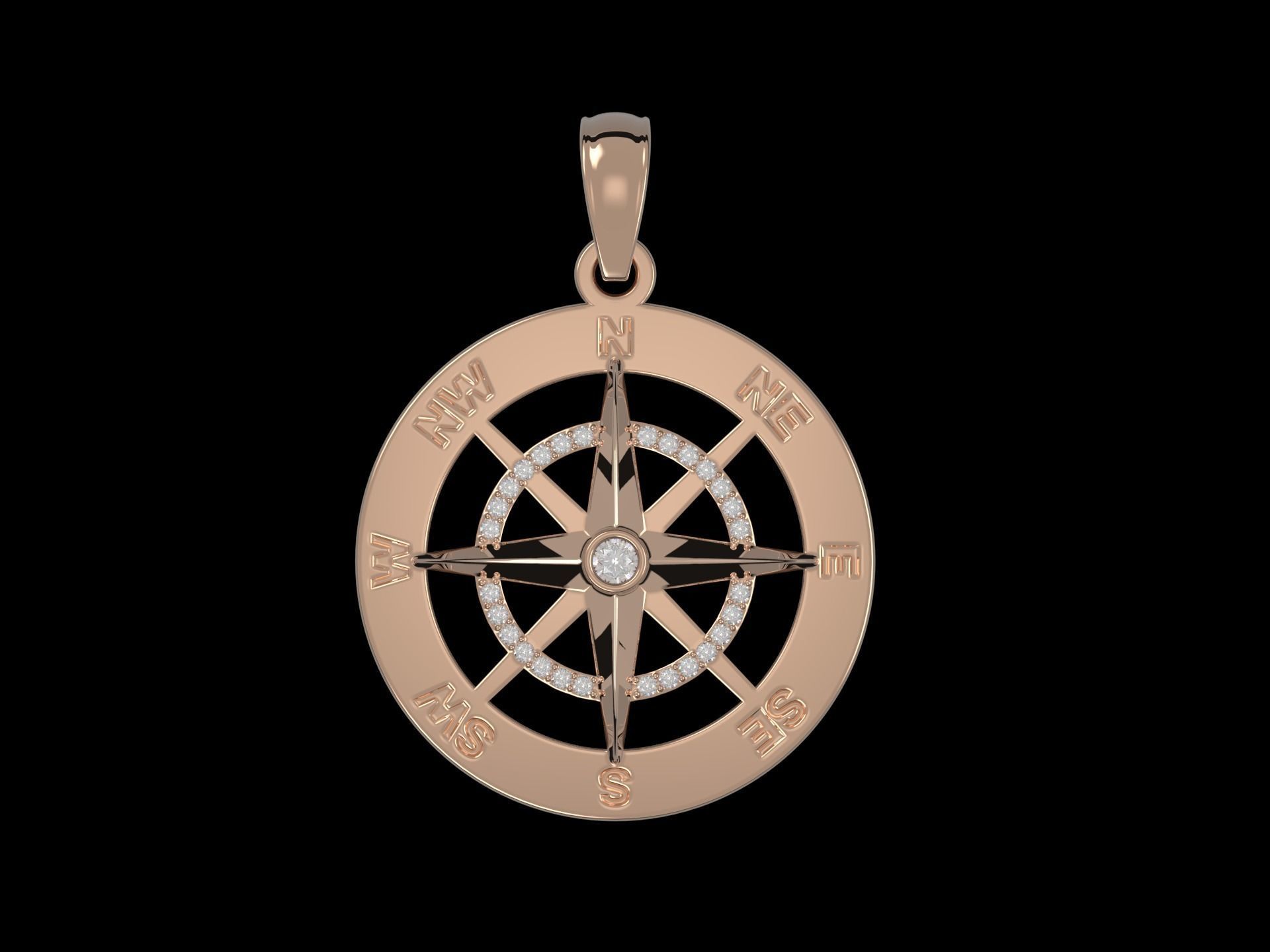 Nautical Compass  Pendant  3D print model_1