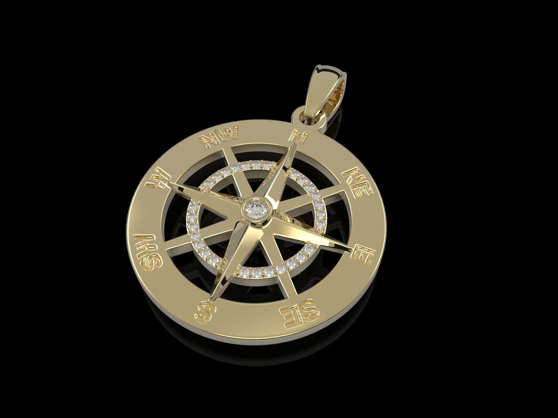 Nautical Compass  Pendant  3D print model_18
