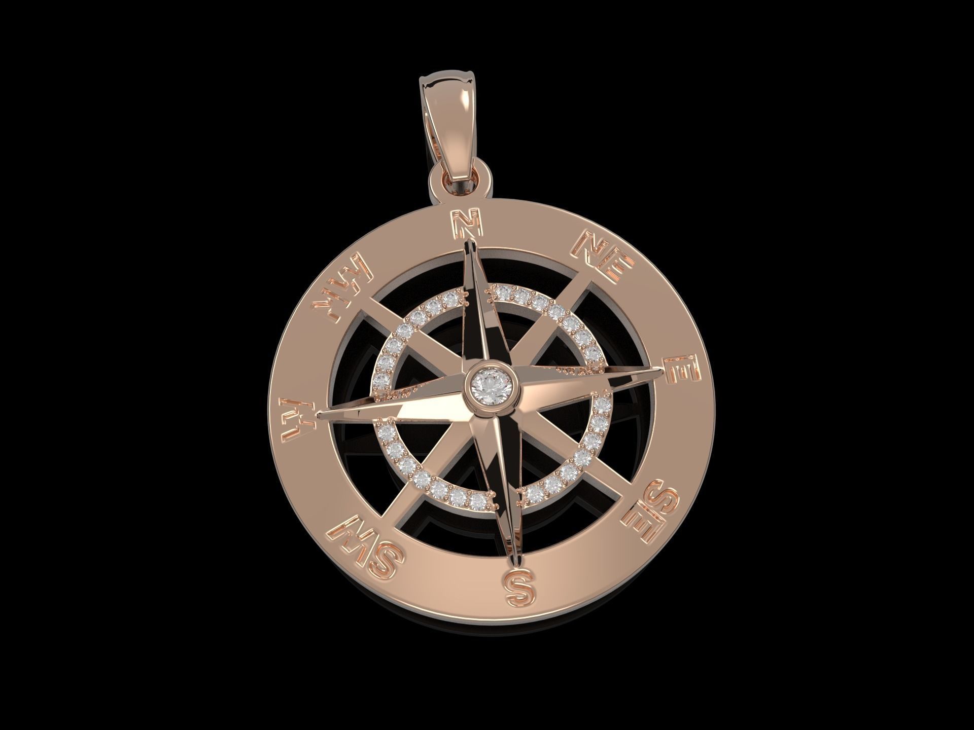 Nautical Compass  Pendant  3D print model_16