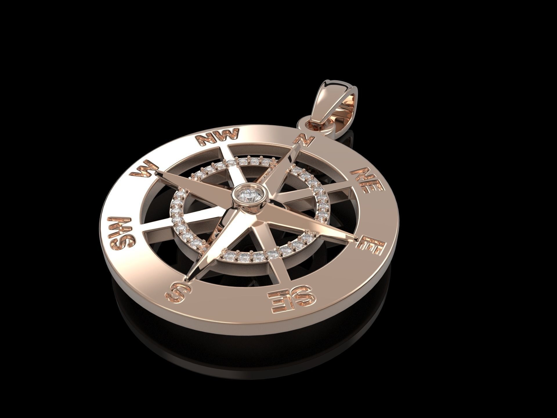 Nautical Compass  Pendant  3D print model_7