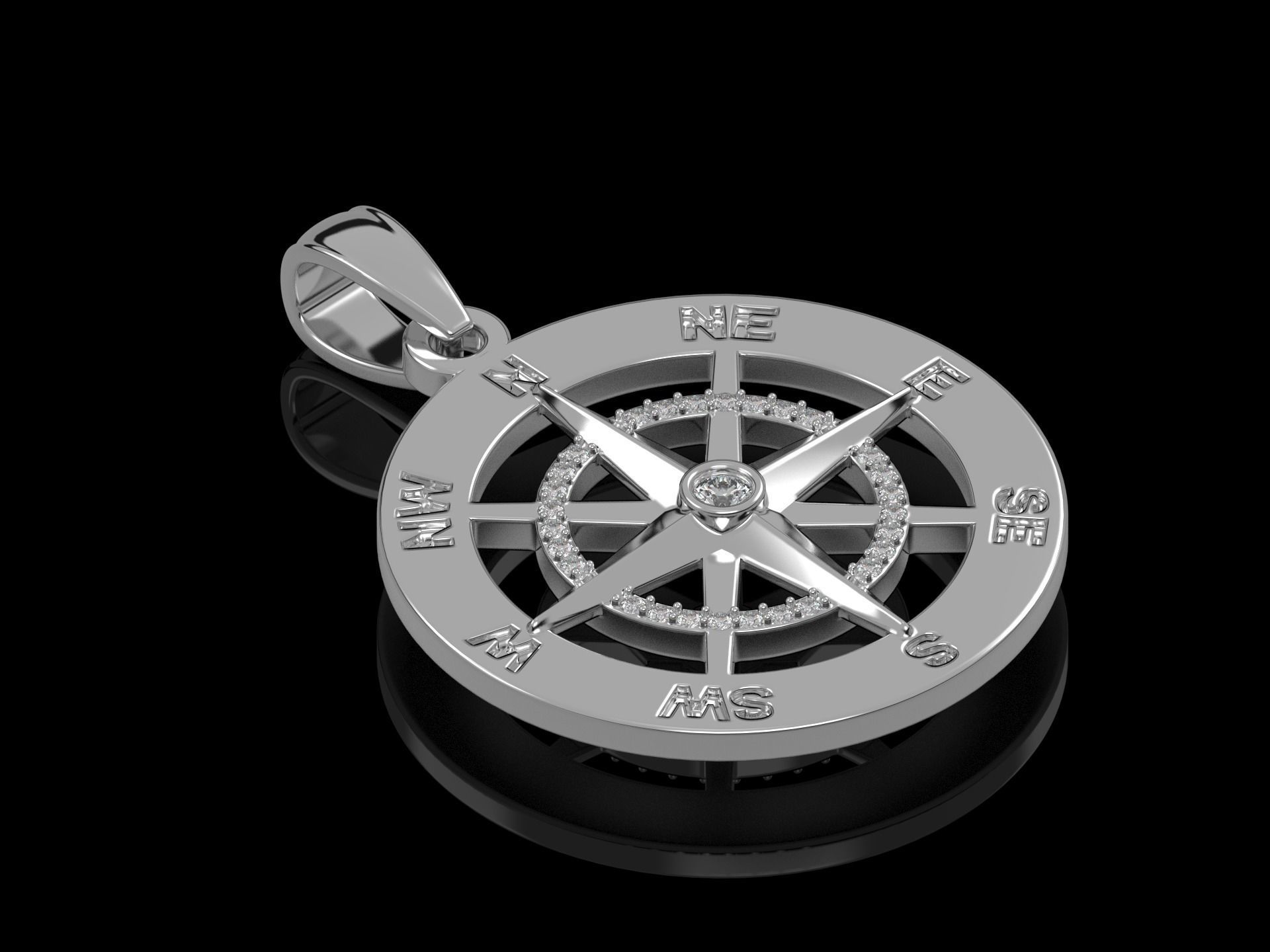 Nautical Compass  Pendant  3D print model_5