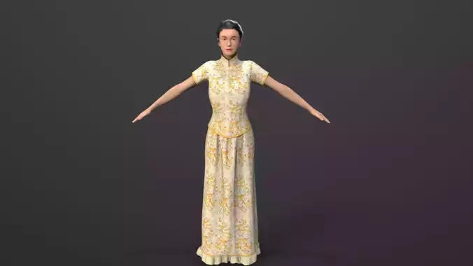 woman character Low-poly 3D model