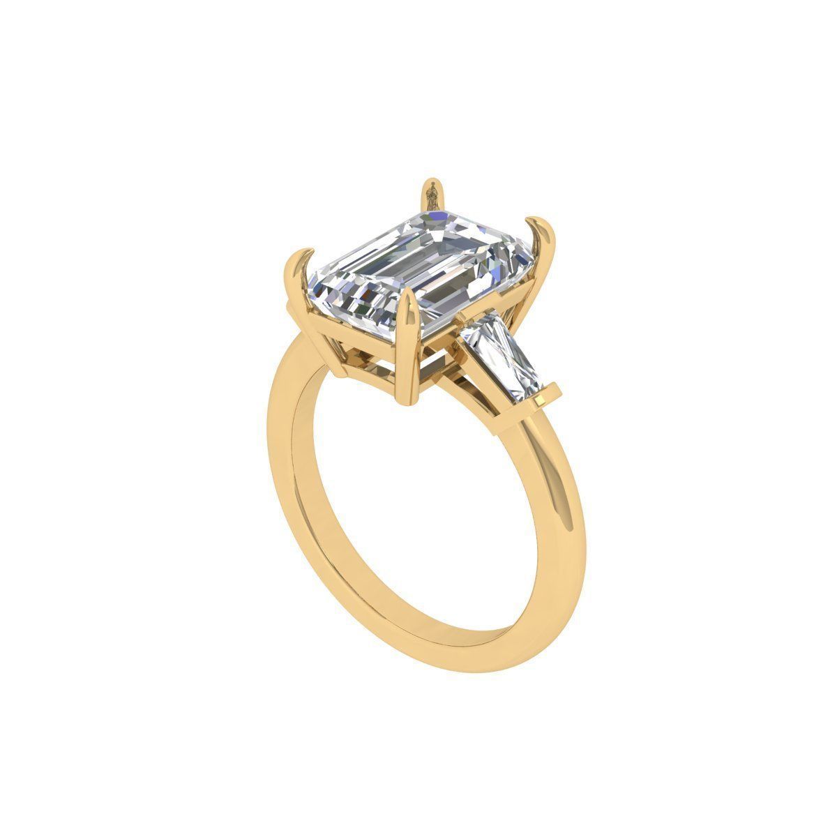 3-stone Emerald Ring 3D print model_3