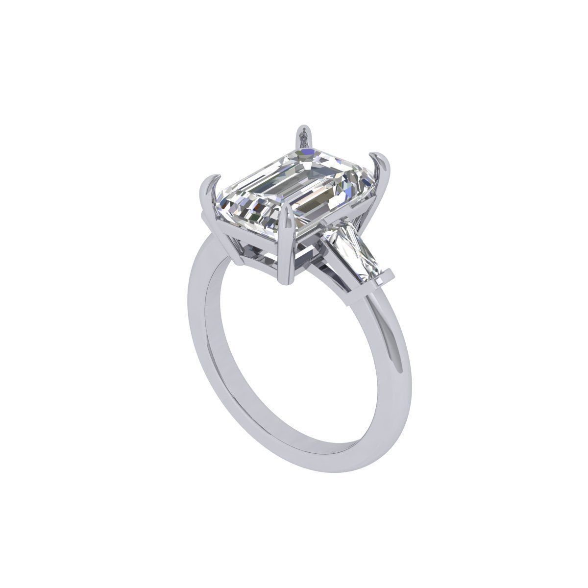 3-stone Emerald Ring 3D print model_2