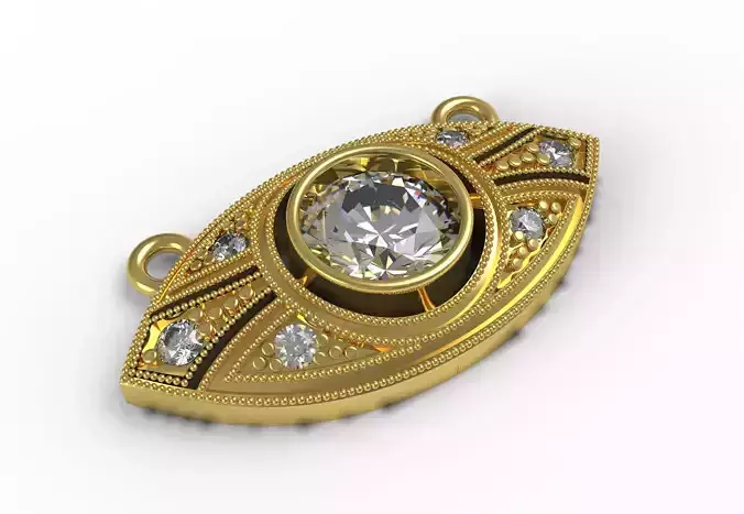 Simple Marquise Shaped Round Diamond Filigree Pendant