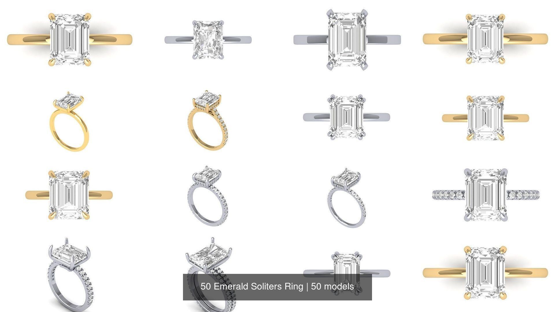 50 Emerald Soliters Ring 3D Model Collection_6