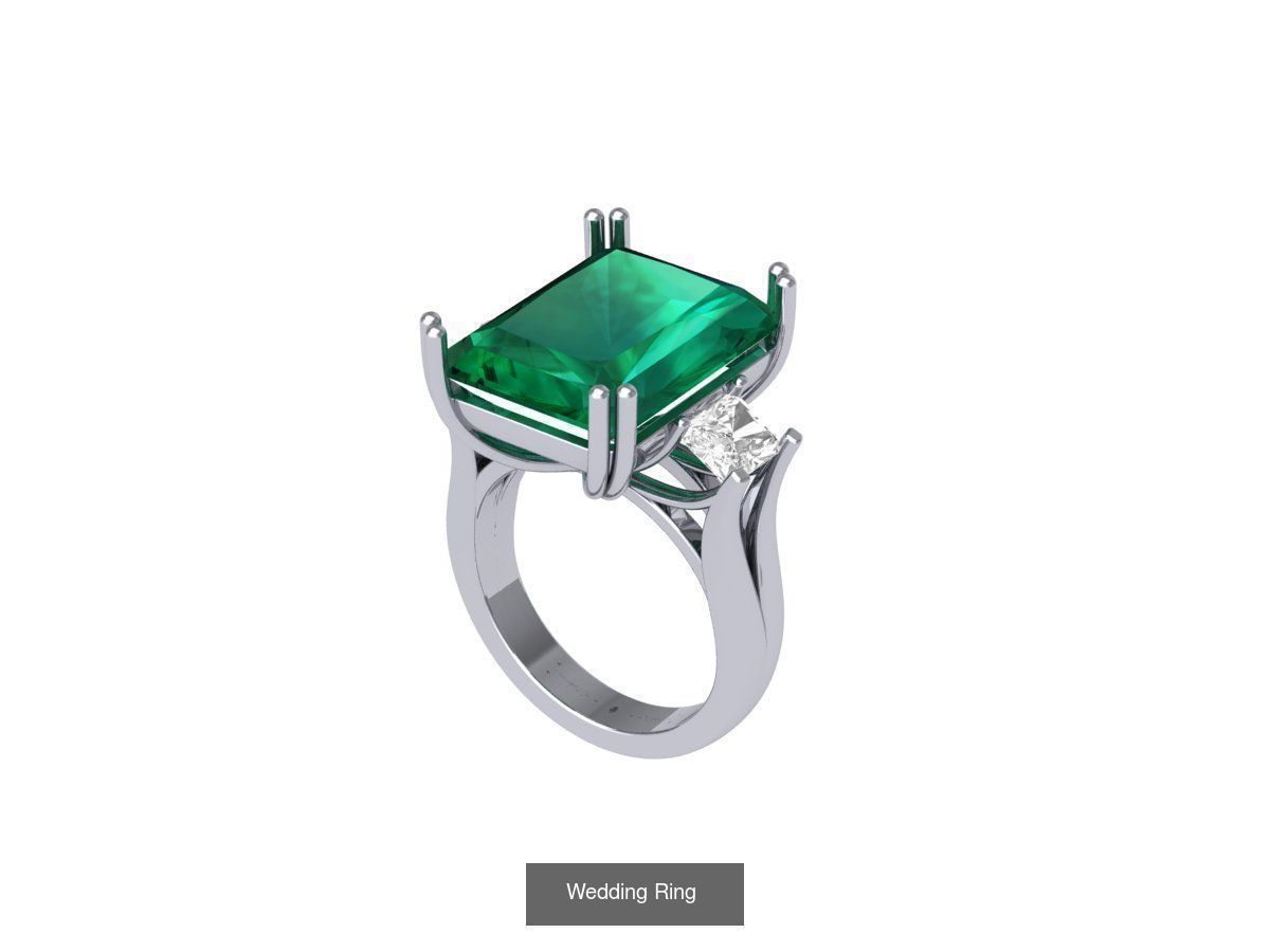 50 Emerald Soliters Ring 3D Model Collection_16