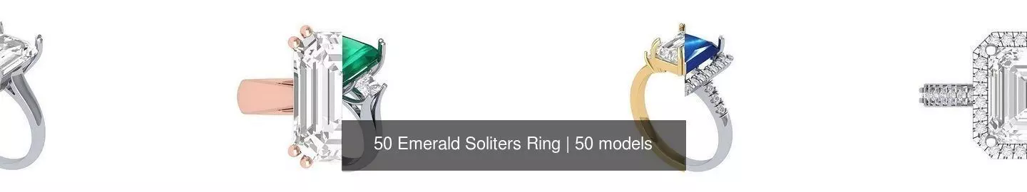 50 Emerald Soliters Ring 3D Model Collection_2