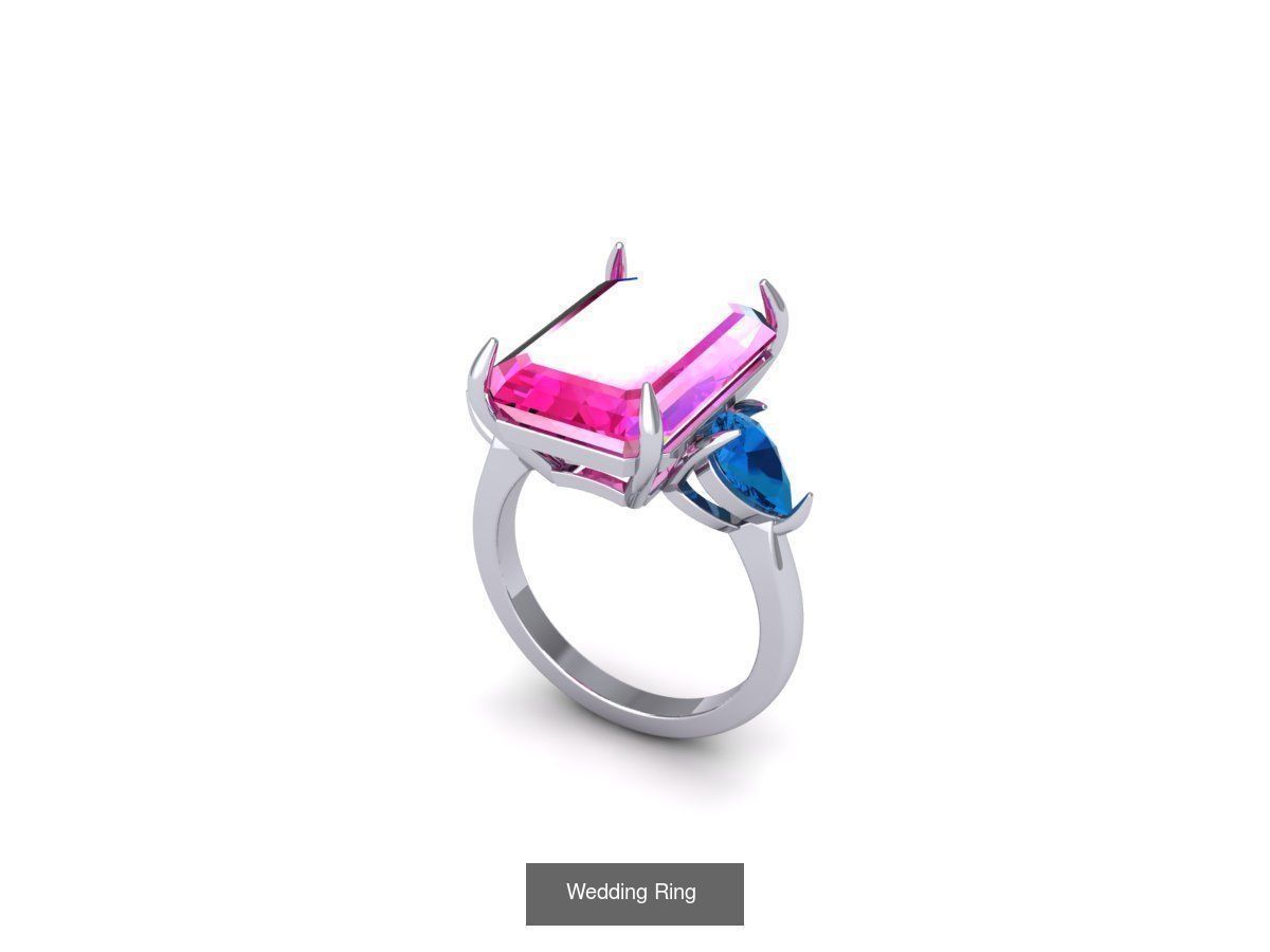 50 Emerald Soliters Ring 3D Model Collection_18