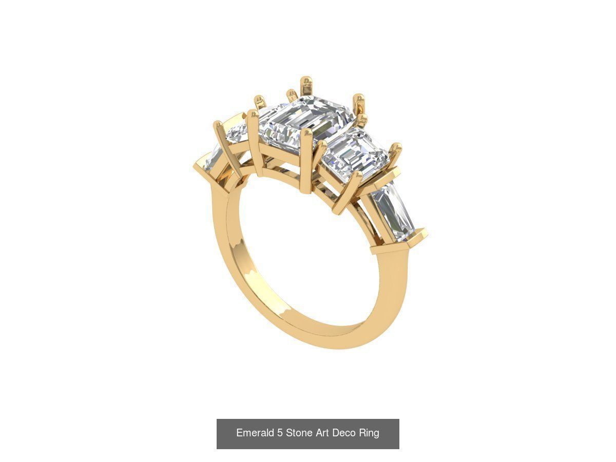 50 Emerald Soliters Ring 3D Model Collection_50