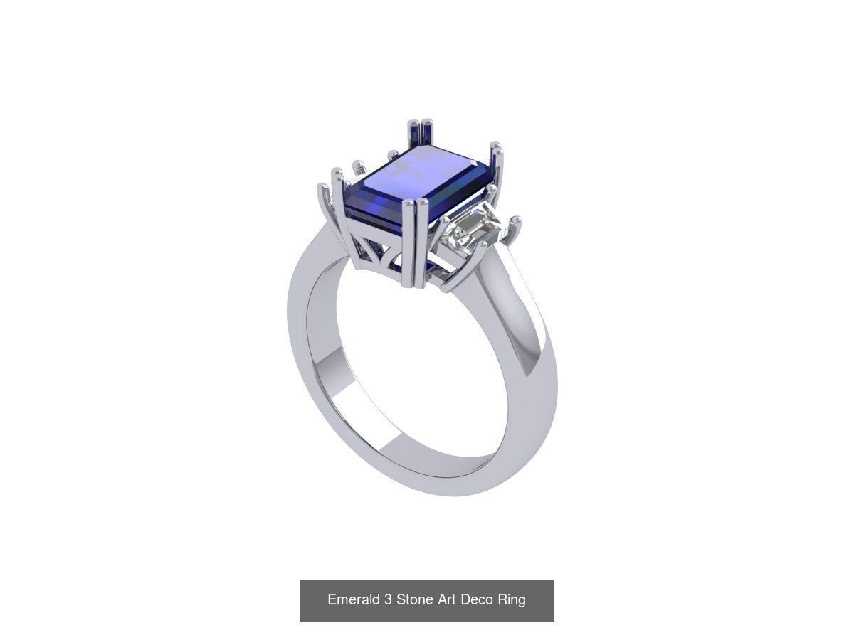 50 Emerald Soliters Ring 3D Model Collection_51