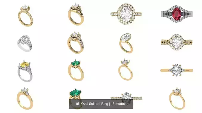 15 -Ovel Soliters Ring 3D Model Collection