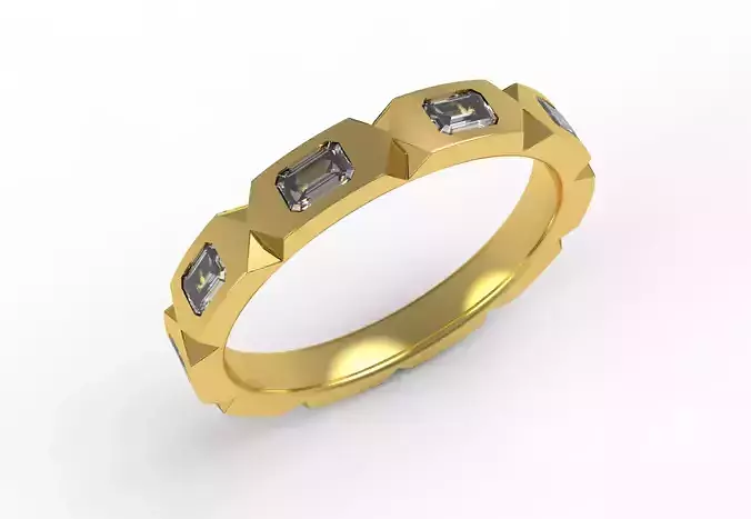 Small Emerald Stone Eternity Wedding Band