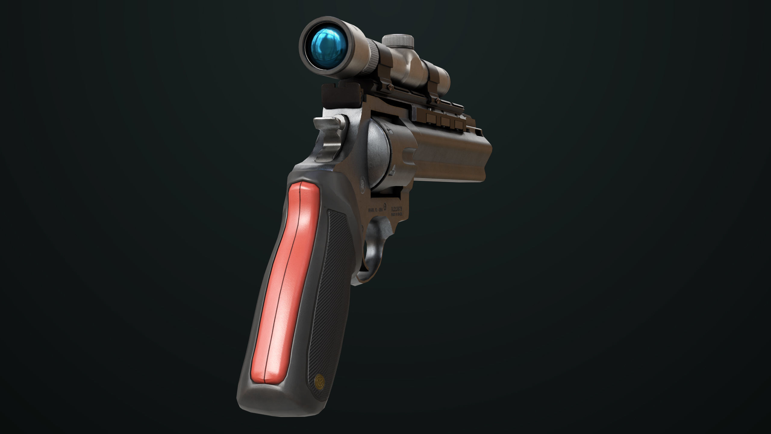 Revolver 04 Silver Model Taurus Raging All PBR Unity UE Textures Low-poly 3D model_12