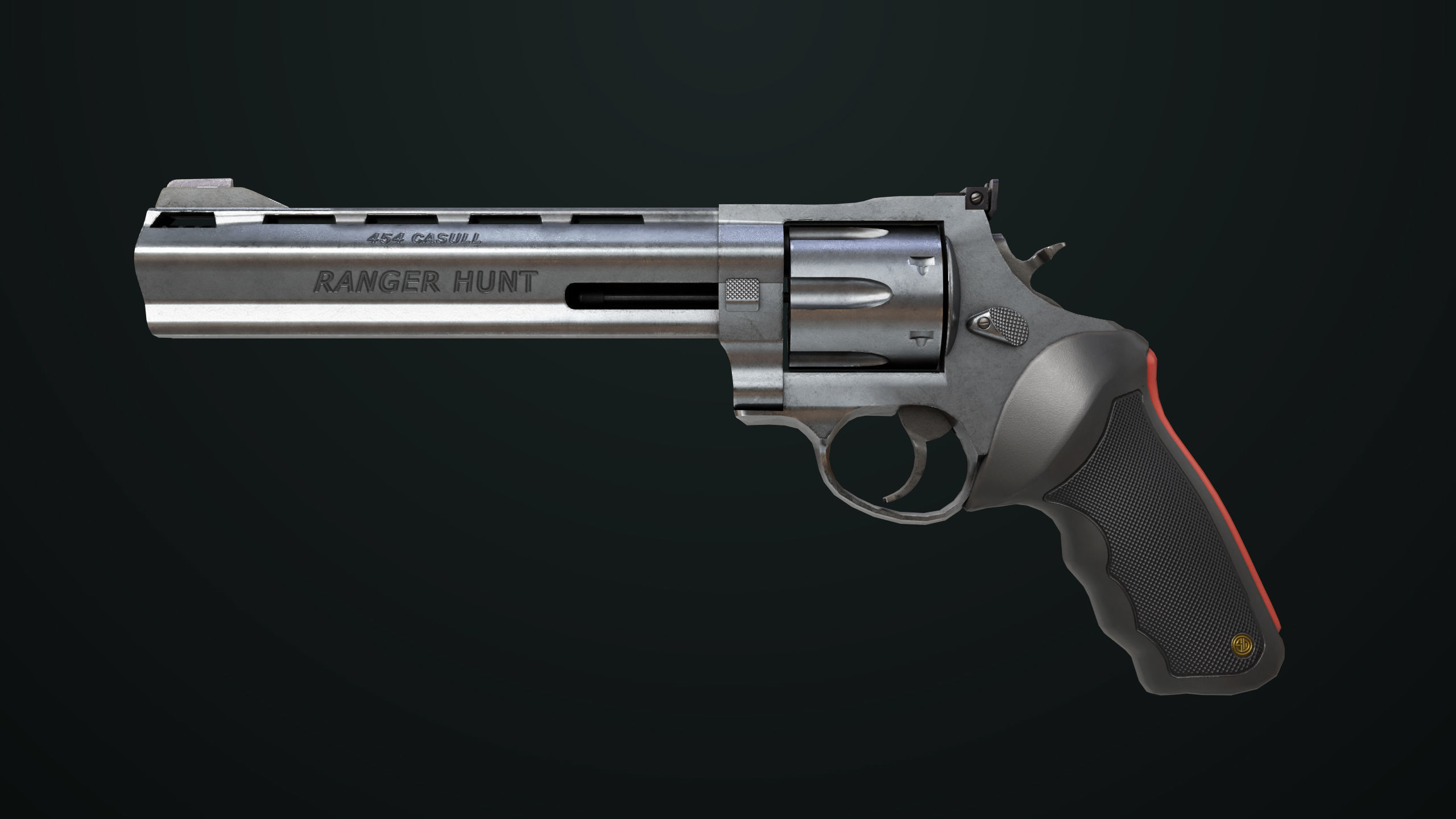 Revolver 04 Silver Model Taurus Raging All PBR Unity UE Textures Low-poly 3D model_3