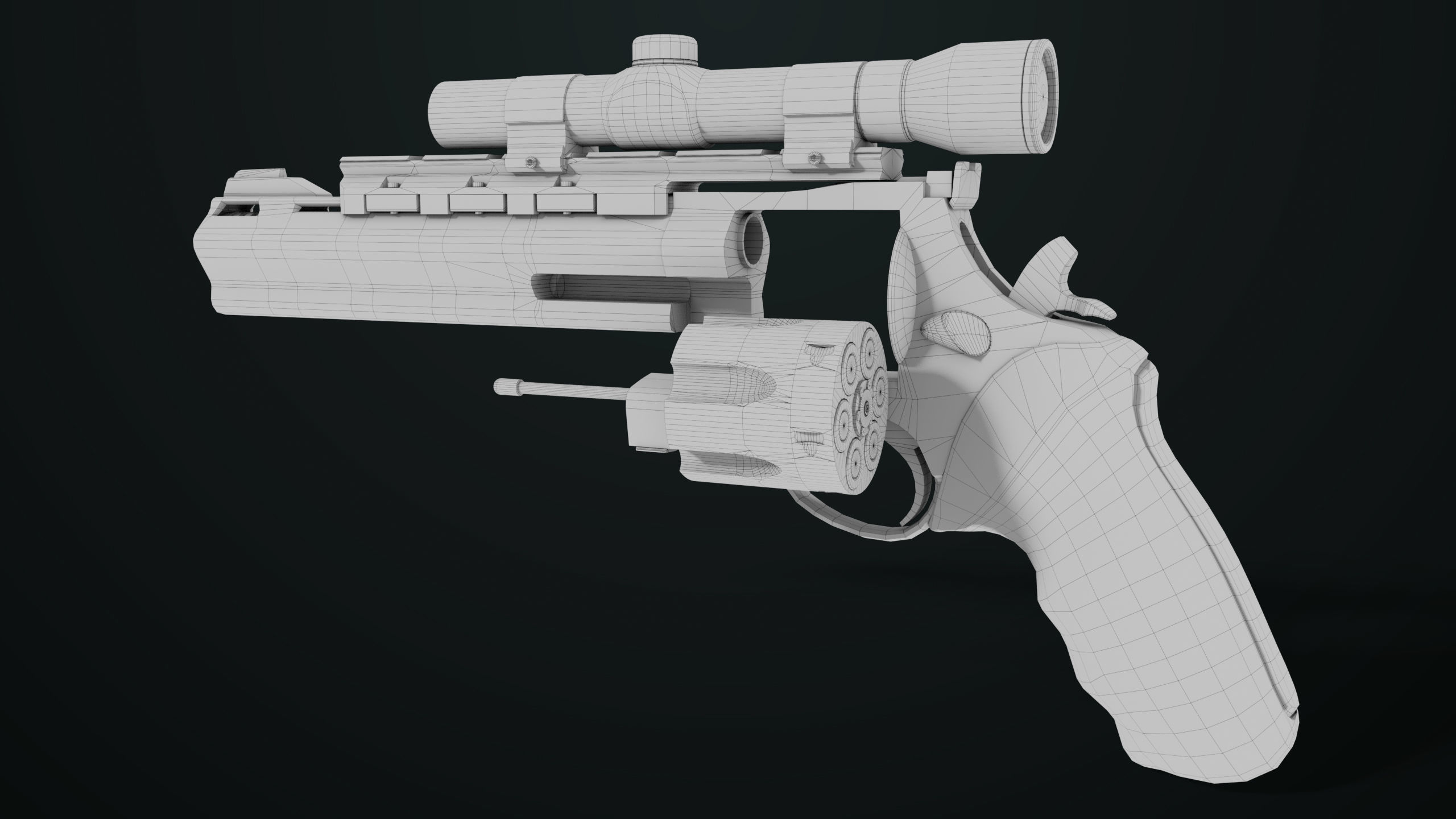 Revolver 04 Silver Model Taurus Raging All PBR Unity UE Textures Low-poly 3D model_27