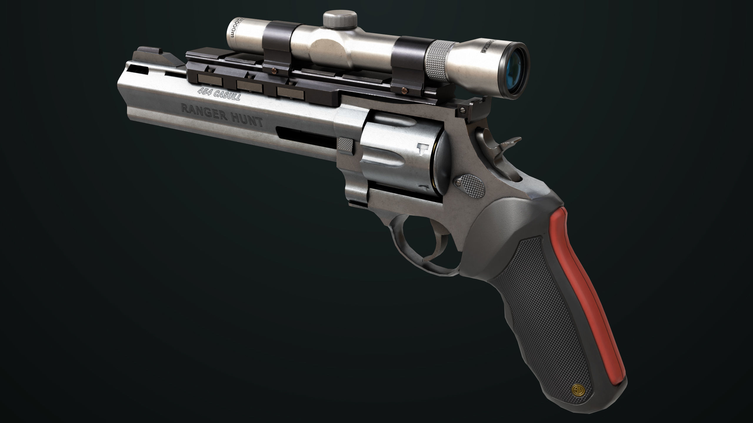 Revolver 04 Silver Model Taurus Raging All PBR Unity UE Textures Low-poly 3D model_18