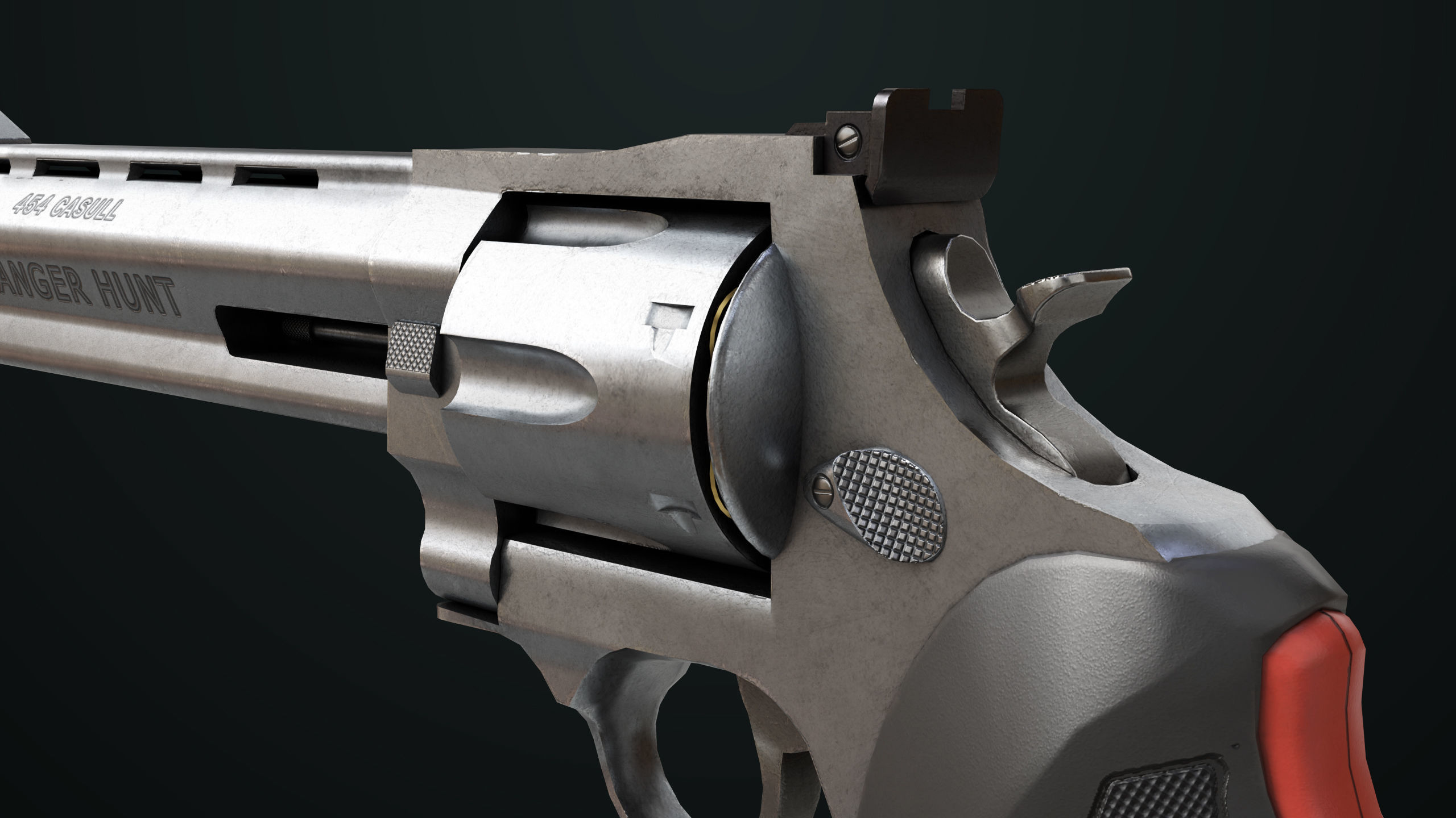Revolver 04 Silver Model Taurus Raging All PBR Unity UE Textures Low-poly 3D model_20
