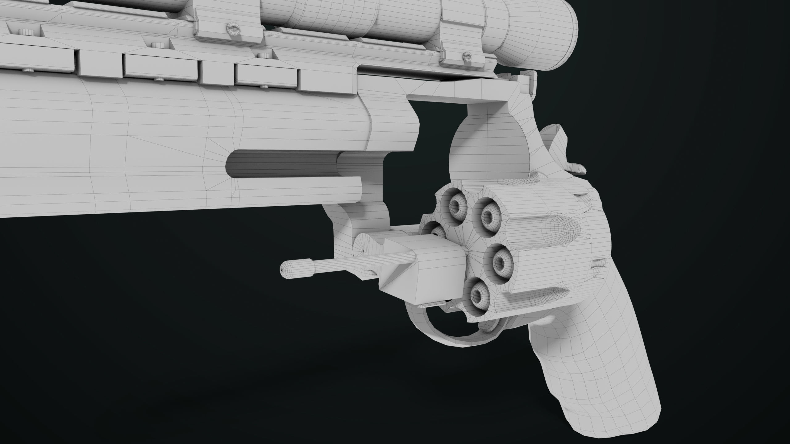 Revolver 04 Silver Model Taurus Raging All PBR Unity UE Textures Low-poly 3D model_49