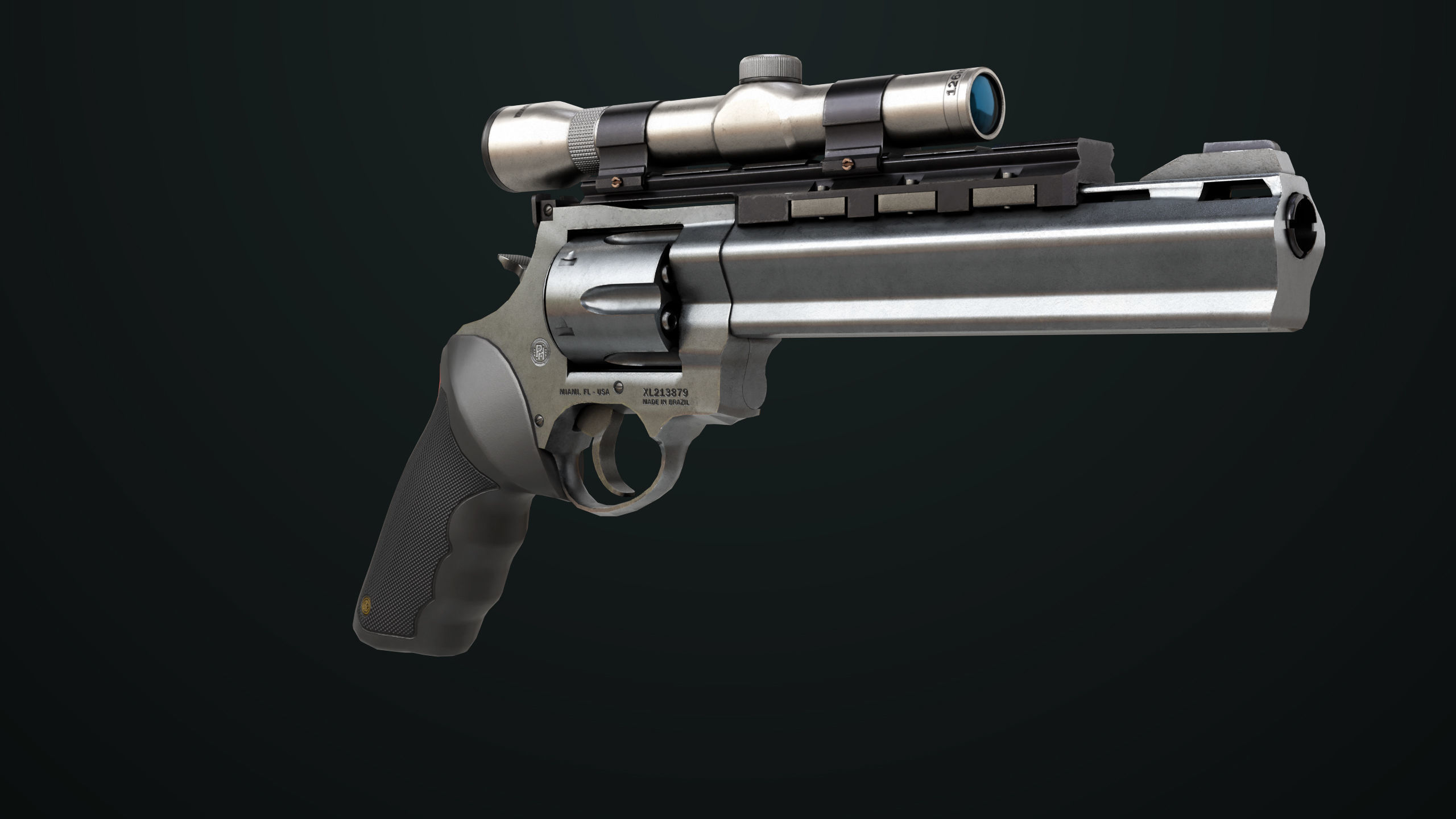 Revolver 04 Silver Model Taurus Raging All PBR Unity UE Textures Low-poly 3D model_7