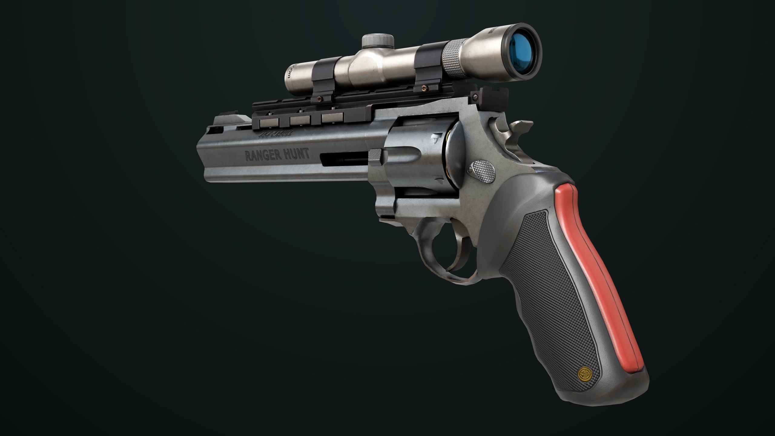 Revolver 04 Silver Model Taurus Raging All PBR Unity UE Textures Low-poly 3D model_5