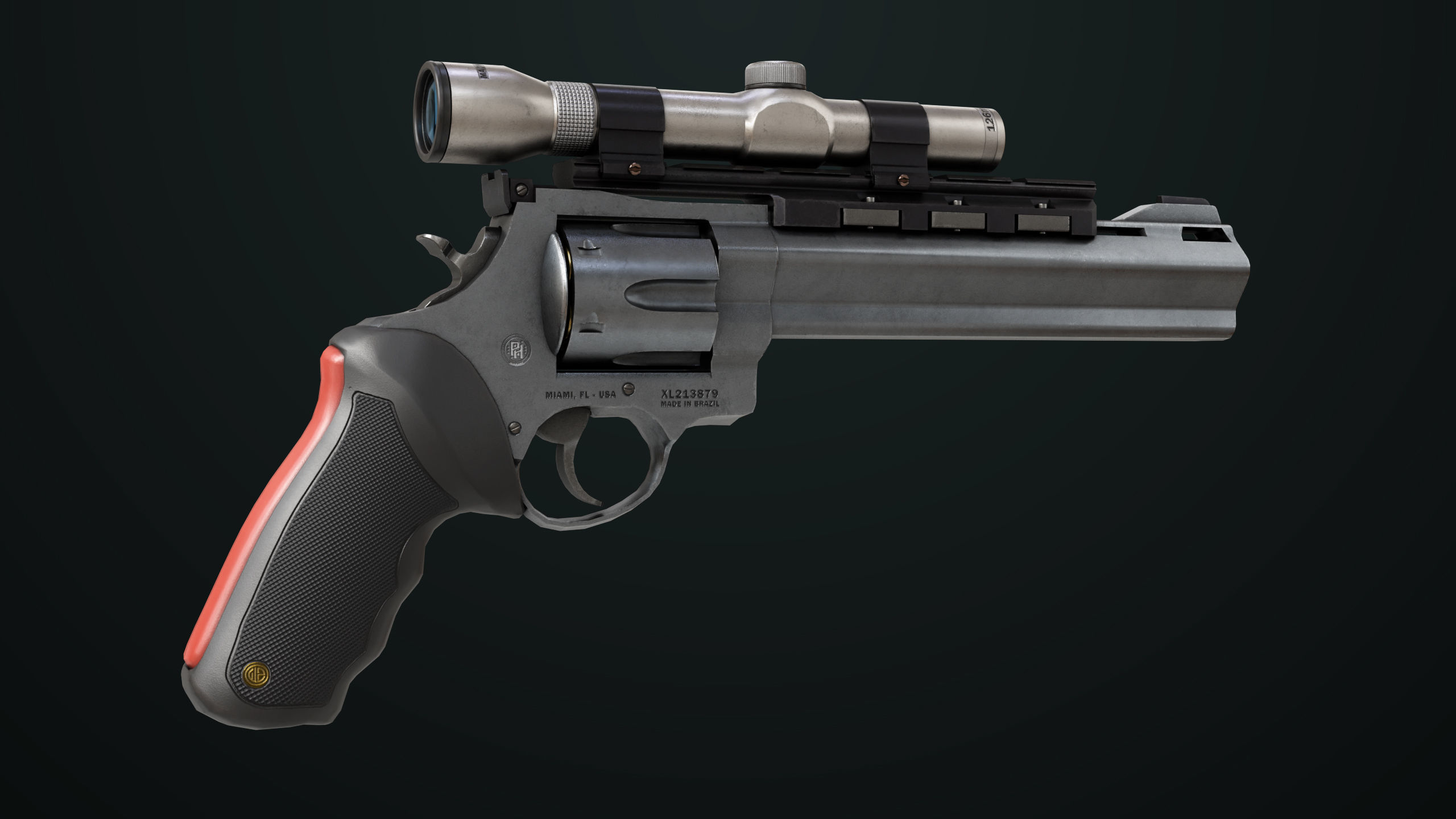 Revolver 04 Silver Model Taurus Raging All PBR Unity UE Textures Low-poly 3D model_11