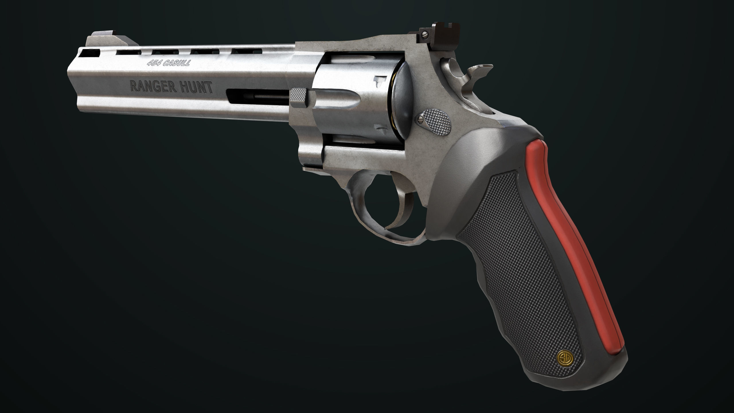 Revolver 04 Silver Model Taurus Raging All PBR Unity UE Textures Low-poly 3D model_9