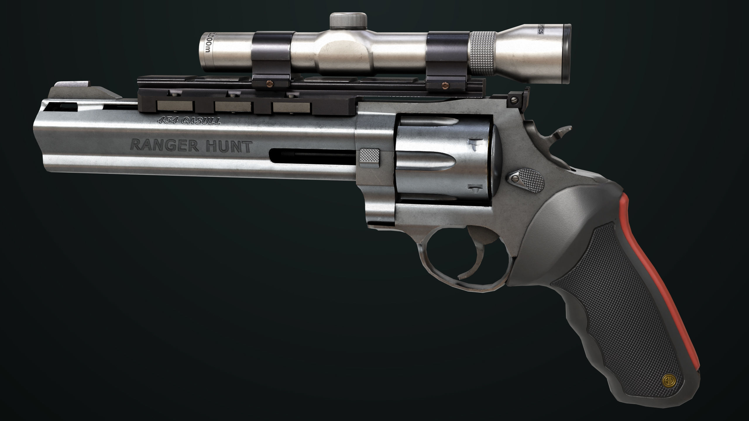 Revolver 04 Silver Model Taurus Raging All PBR Unity UE Textures Low-poly 3D model_13